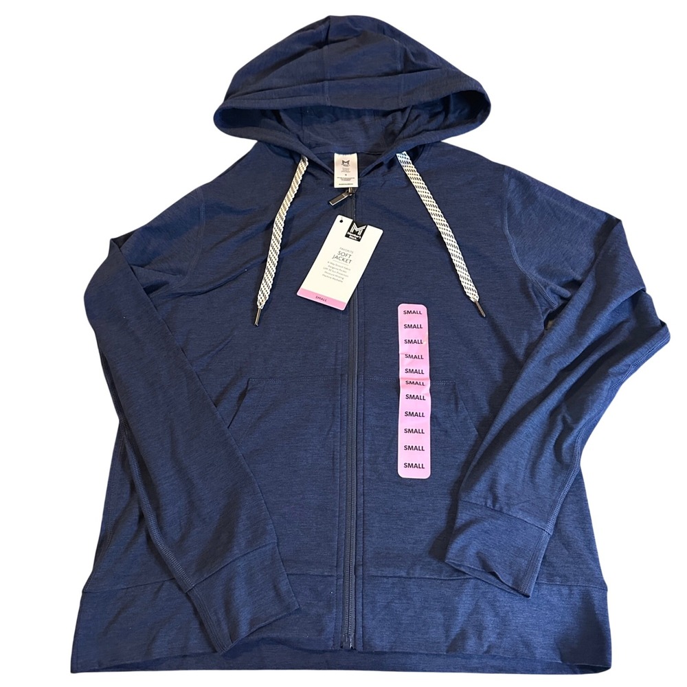 Member's Mark Favorite‎ Soft Jacket Full Zip Blue Cove Heather Hoodie Small NWT